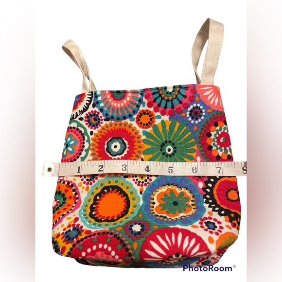 Unique small canvas bag. Multicolored. Approximate size is 7 1/2 H x 7 1/2” W - Picture 6 of 8